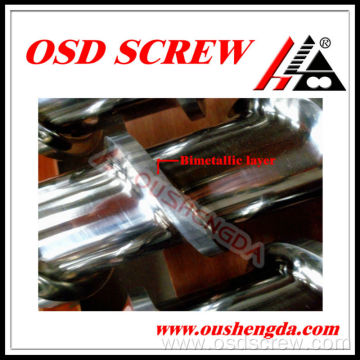 Single bimetallic injection screw barrel for injection molding machine